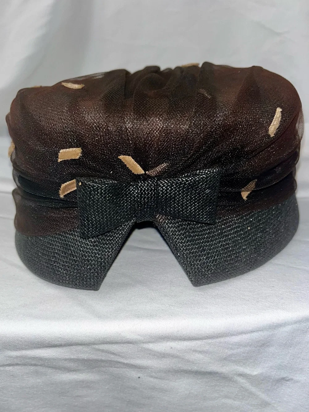 VTG Mr. Rickie Original Brown Charcoal Velvet Netting Cocktail Hat Fascinator